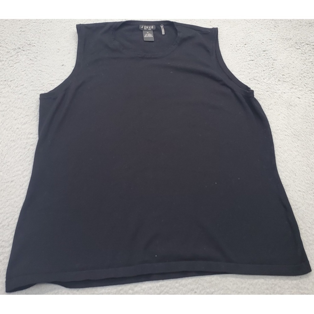J'envie New York Knit Top Womens‎ XL Black Sleeveless Round Neck Casual Pullover